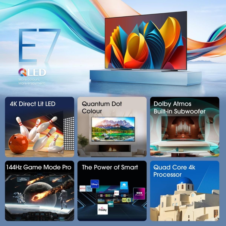 Hisense 100E7NQ 254 cm (100 Zoll) Fernseher, 4K UHD, QLED 