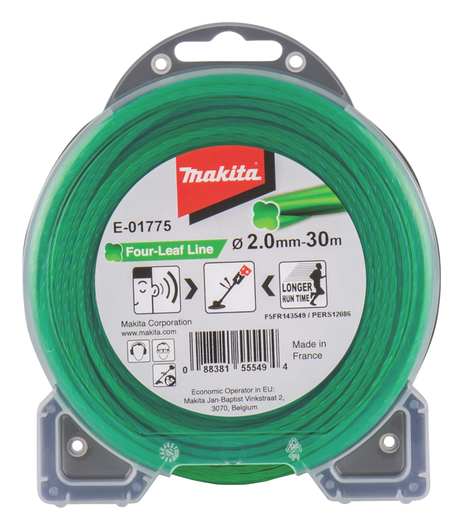 Makita E-01775 Ersatzfäden-Lärmarm (Kleeblatt-Querschnitt) 2,0 mm • 30 m • grün