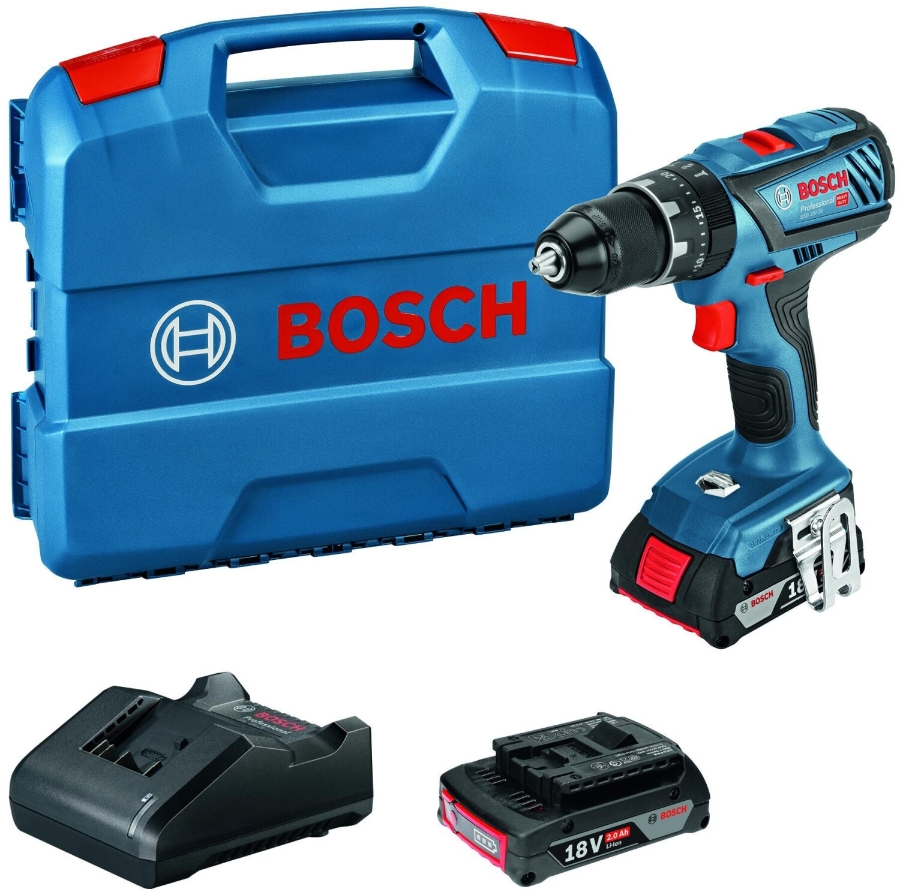 BOSCH Professional GSB 18V-28 Akku-Schlagbohrschrauber mit 2x 2.0Ah 18V Akku ,Ladegerät  06019H400B 