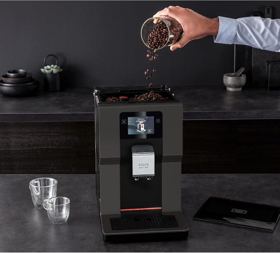 Krups EA872B Kaffee-Vollautomaten Graphit-Schwarz 