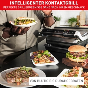 Tefal GC760D Optigrill Elite XL Kontaktgrill, 16 Programme,  Digitales Display mit Garstufenanzeige, abnehmbare XL-Platte