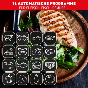 Tefal GC760D Optigrill Elite XL Kontaktgrill, 16 Programme,  Digitales Display mit Garstufenanzeige, abnehmbare XL-Platte
