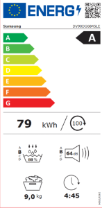 Samsung DV90DG6845LEU3  Wärmepumpentrockner 9 kg EEK:A 
