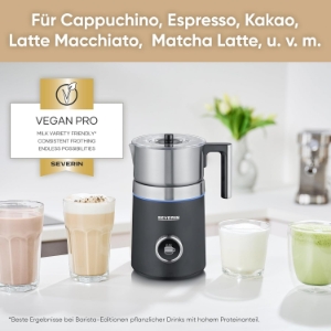 Severin SM 3587  SPUMA 700 Plus Induktions-Milchaufschäumer 13 Programme, OLED-Display, LED-Lichtring mit Statusanzeige,