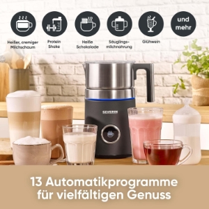 Severin SM 3587  SPUMA 700 Plus Induktions-Milchaufschäumer 13 Programme, OLED-Display, LED-Lichtring mit Statusanzeige,