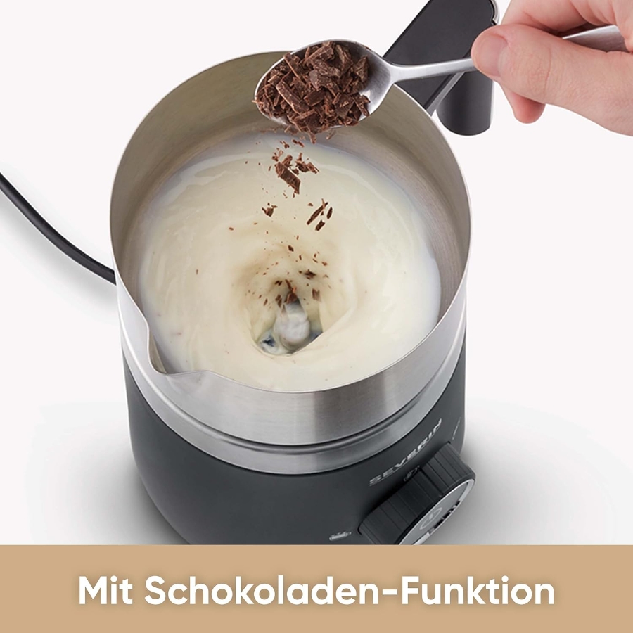 Severin SM 3587  SPUMA 700 Plus Induktions-Milchaufschäumer 13 Programme, OLED-Display, LED-Lichtring mit Statusanzeige,