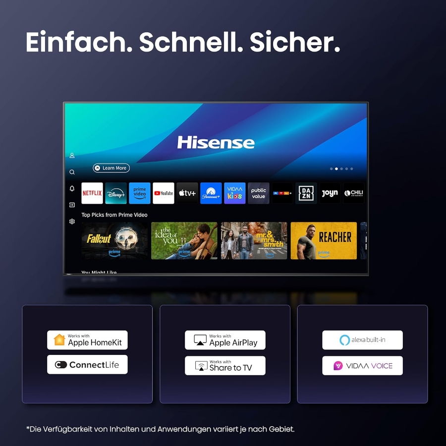 Hisense 100U7Q Fernseher 100 Zoll, 4K Mini LED ULED, Smart TV 