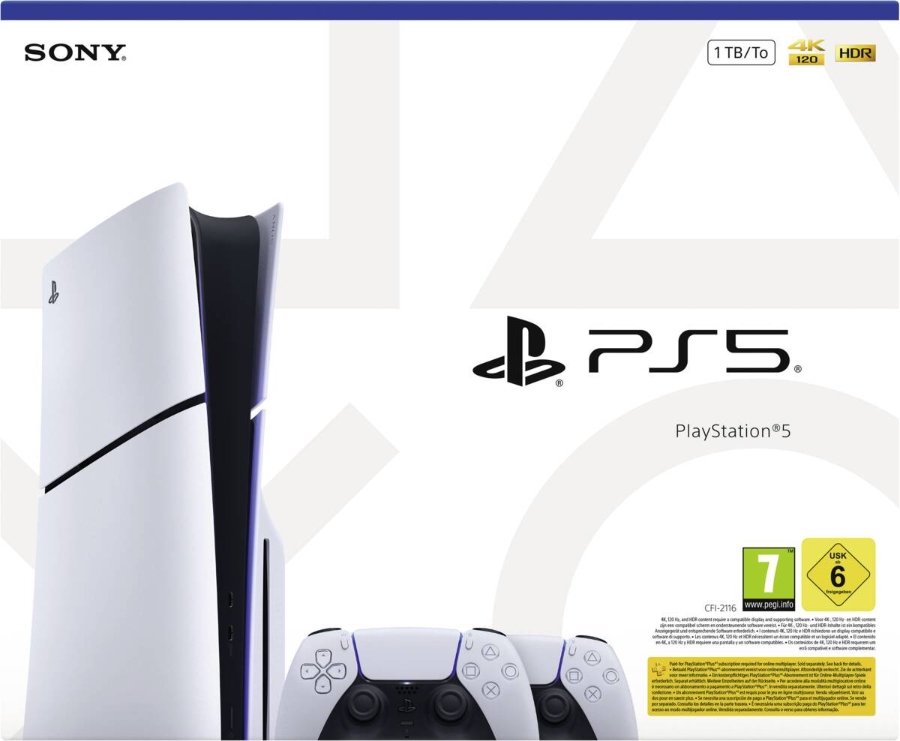 Playstation PS5 Slim Laufwerk 1TB SSD + 2 DualSense Wireless Controller 