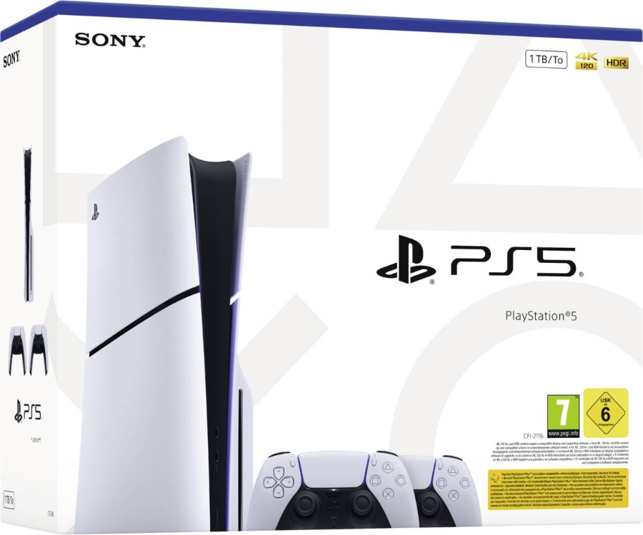 Playstation PS5 Slim Laufwerk 1TB SSD + 2 DualSense Wireless Controller 