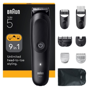 Braun Personal Care AIO5540 All-in-One Series 5, 9-in-1 Groomingset,  ultrascharfe Klinge, Körpertrimmer, Bodygroomer Kit