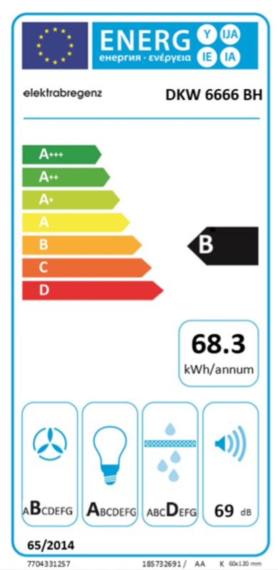 Elektrabregenz DKW 6666 BH Wand-Dunstabzugshaube schräg Schwarz 