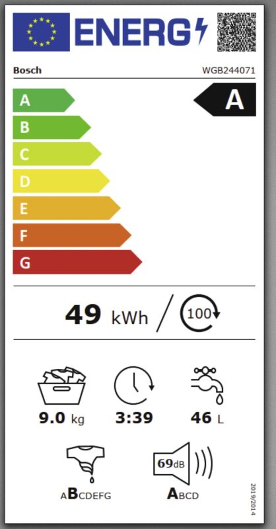 Bosch WGB244071 Waschmaschine Weiß 9 kg 1400 U/min 