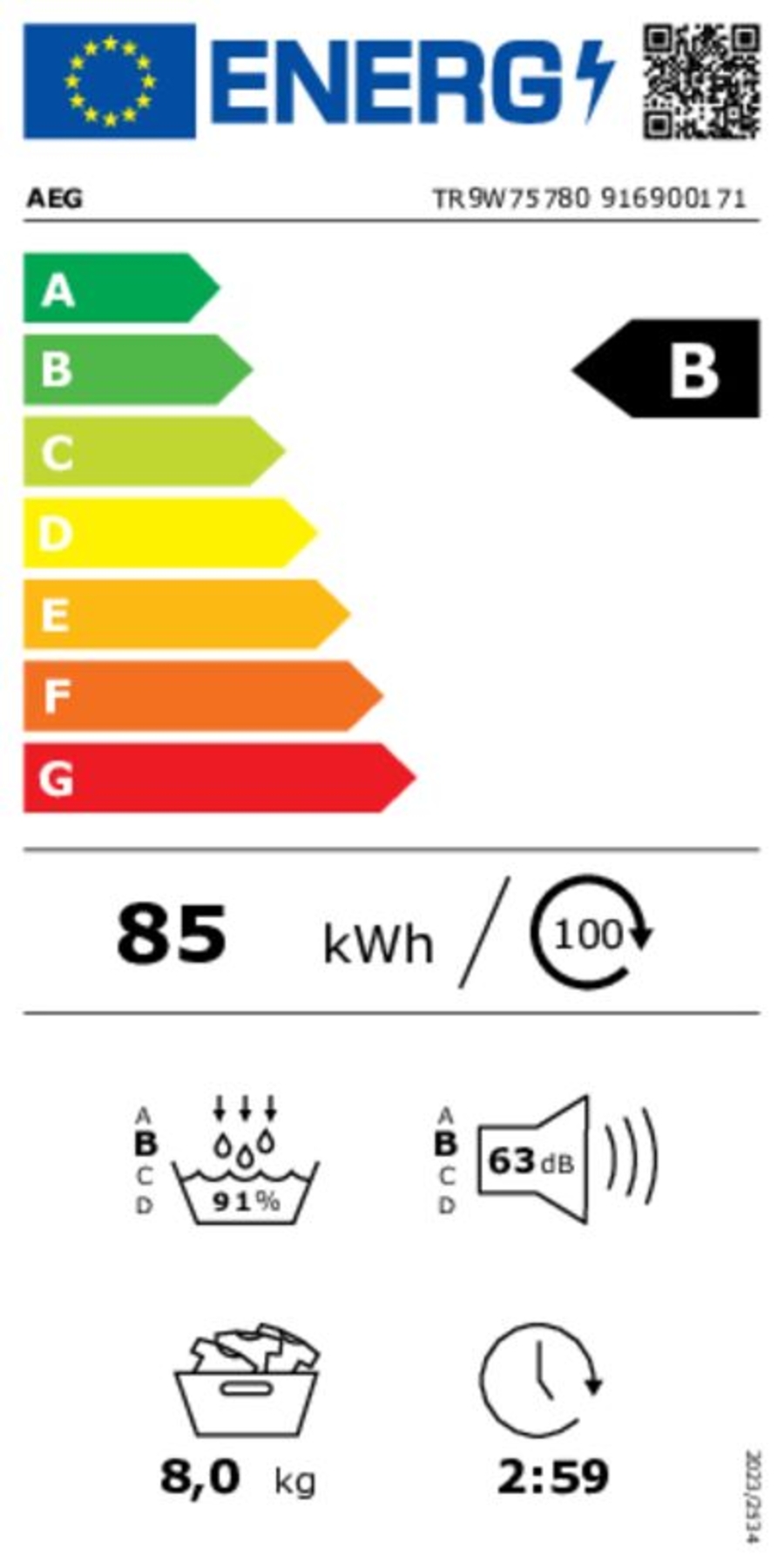 AEG TR9W75780 Wärmepumpentrockner 8kg  