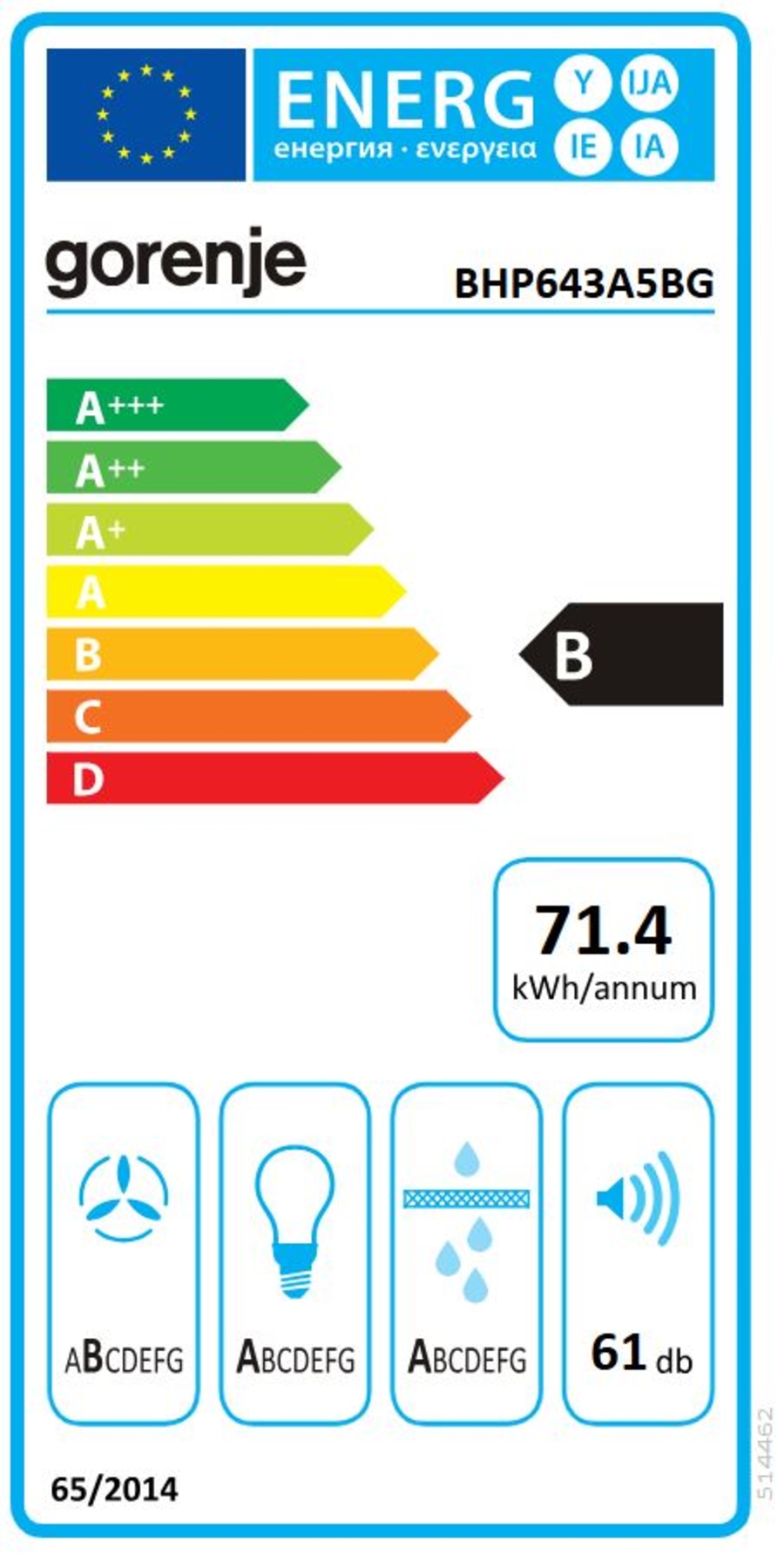 Gorenje BHP643A5BG Flachscirm Dunstabzughaube 60 cm Schwarz 42cm hoch