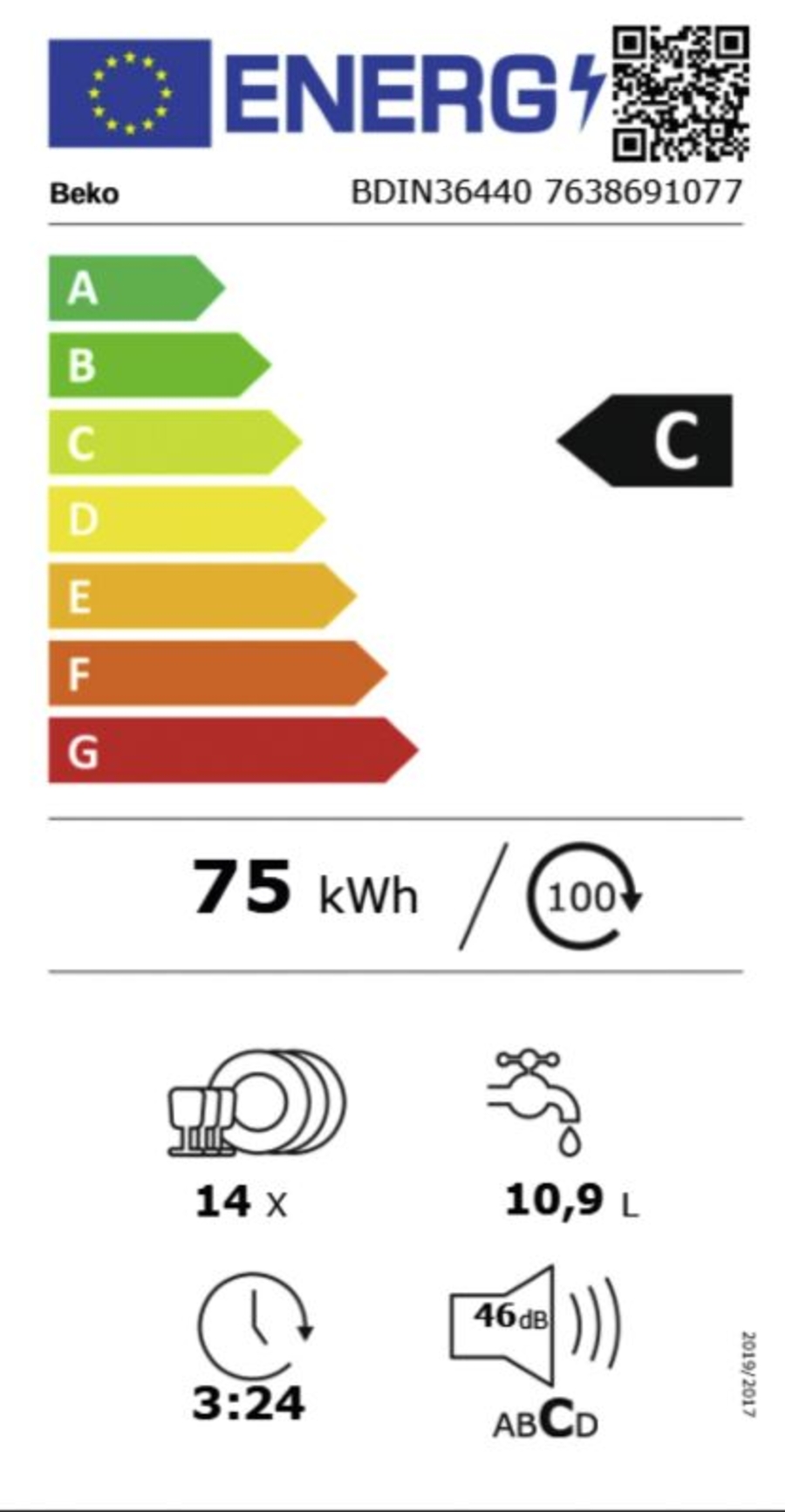 Beko BDIN36440 Geschirrspüler Einbau vollintegriert 60cm 