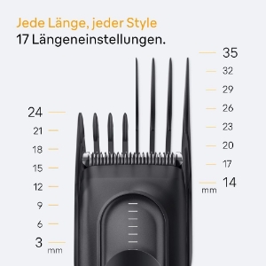 Braun Personal Care HC5530 Haarschneider Series 5, +3 Zubehörteile, Lebenslange scharfe Klinge, 17 Längen, 50 Min Akkulaufzeit