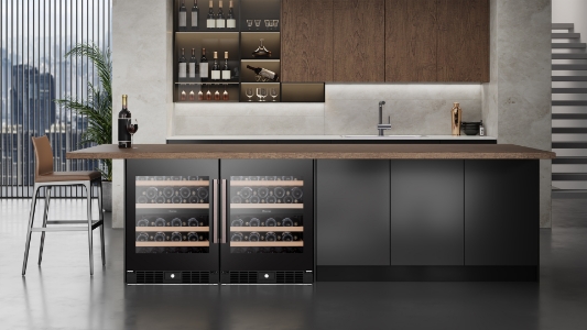 Hisense RW3N122GALF Weinkühlschrank  128l für 46 Flaschen á 0.75l, 2 Temperaturzonen