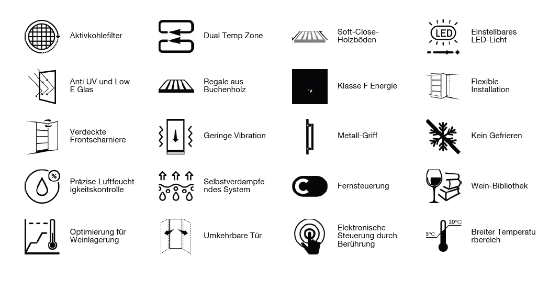 Hisense RW3N122GALF Weinkühlschrank  128l für 46 Flaschen á 0.75l, 2 Temperaturzonen