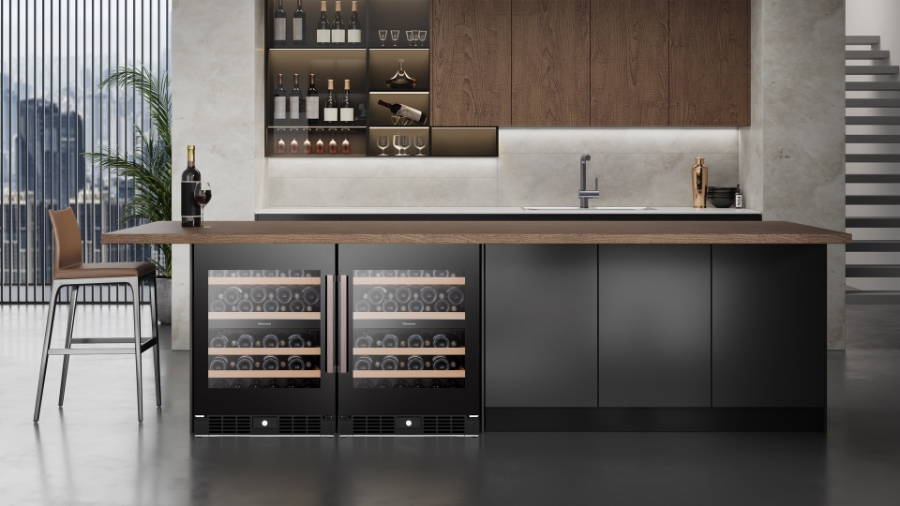 Hisense RW3N122GALF Weinkühlschrank  128l für 46 Flaschen á 0.75l, 2 Temperaturzonen