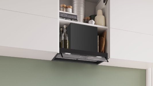 Bosch DBB65CC60  Unterbau-Dunstabzugshaube  60 cm, Klarglas, Mattschwarz