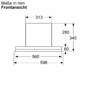 Bosch DBB65CC60  Unterbau-Dunstabzugshaube  60 cm, Klarglas, Mattschwarz