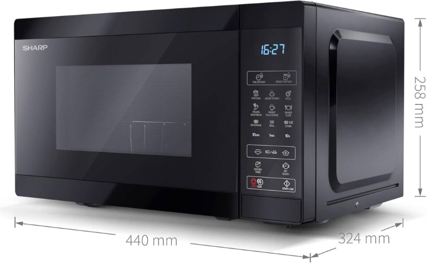 Sharp YC-MG02E-B Mikrowelle 20 Liter  1.000 Watt  freistehend  Grill  Auftauen