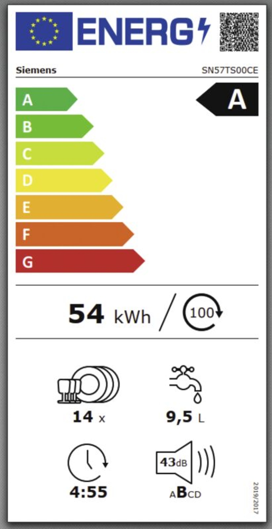 Siemens SN57TS00CE Geschirrspüler Einbau teilintegriert Edelstahl 