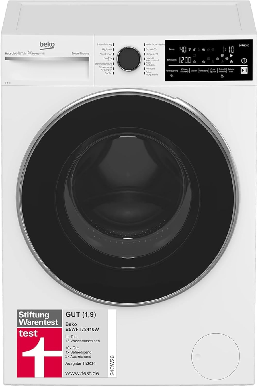 Beko B5WFT78410W Waschmaschine 8kg 1400 U/min 