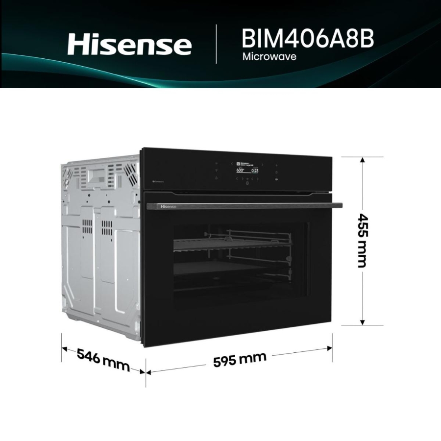 Hisense BIM406A8B Kompakt-Einbau-Kombi-Backofen mit Mikrowelle 743838