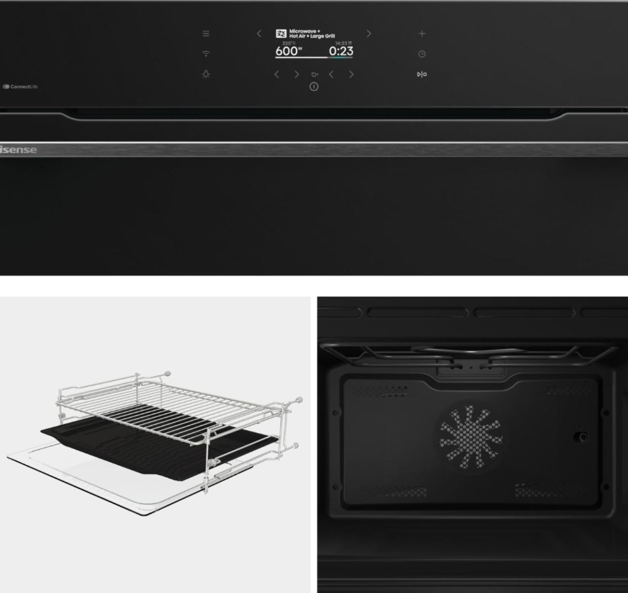 Hisense BIM406A8B Kompakt-Einbau-Kombi-Backofen mit Mikrowelle 743838