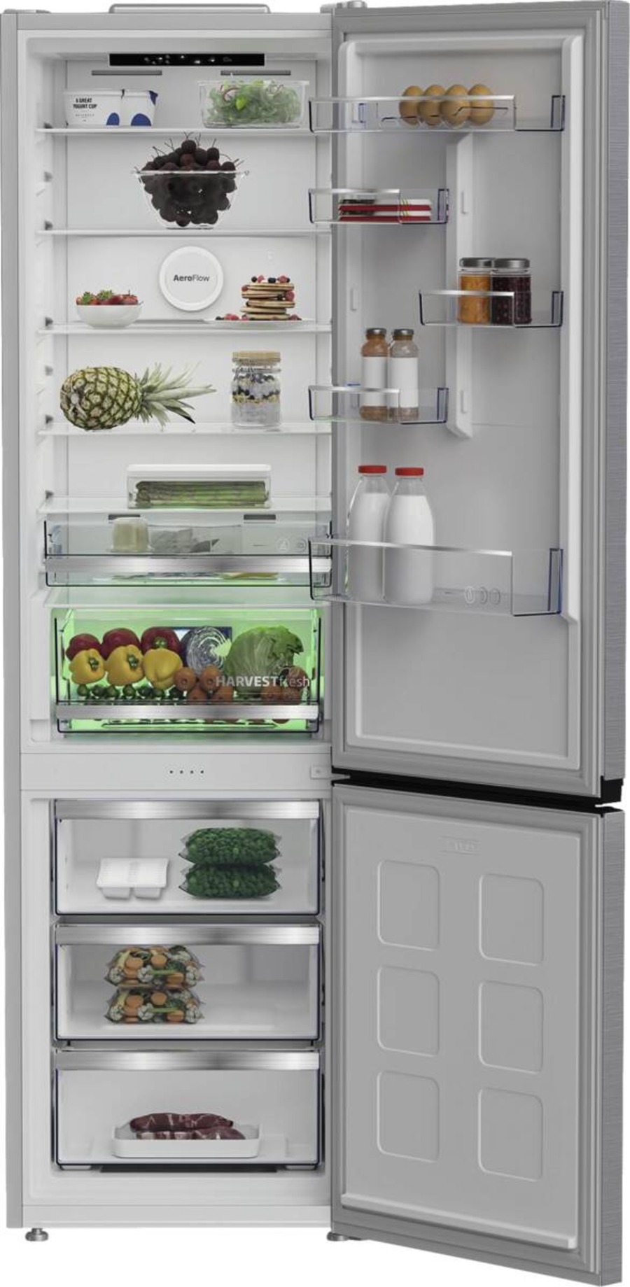 Beko B5RCNA416HXB Kühl-Gefrierkombination Stand Edelstahl-Look NoFrost, 415 Liter