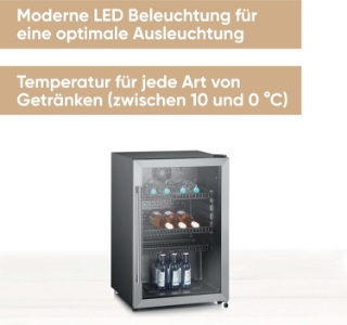 Severin FKS 8840 Getränkekühlschrank, 118 L, 56 Flaschen, Schloss Edelstahl-Edelstahl-