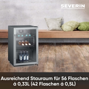 Severin FKS 8840 Getränkekühlschrank, 118 L, 56 Flaschen, Schloss Edelstahl-Edelstahl-