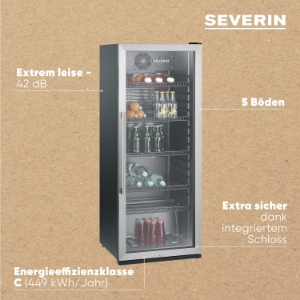 Severin FKS 8841 Getränkekühlschrank, 237 L, Glastür, Airflow  