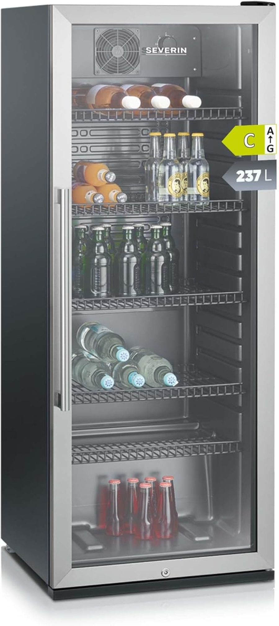 Severin FKS 8841 Getränkekühlschrank, 237 L, Glastür, Airflow  