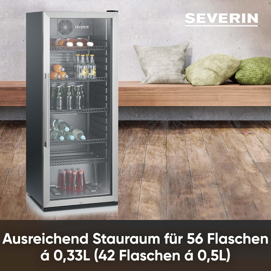 Severin FKS 8841 Getränkekühlschrank, 237 L, Glastür, Airflow  