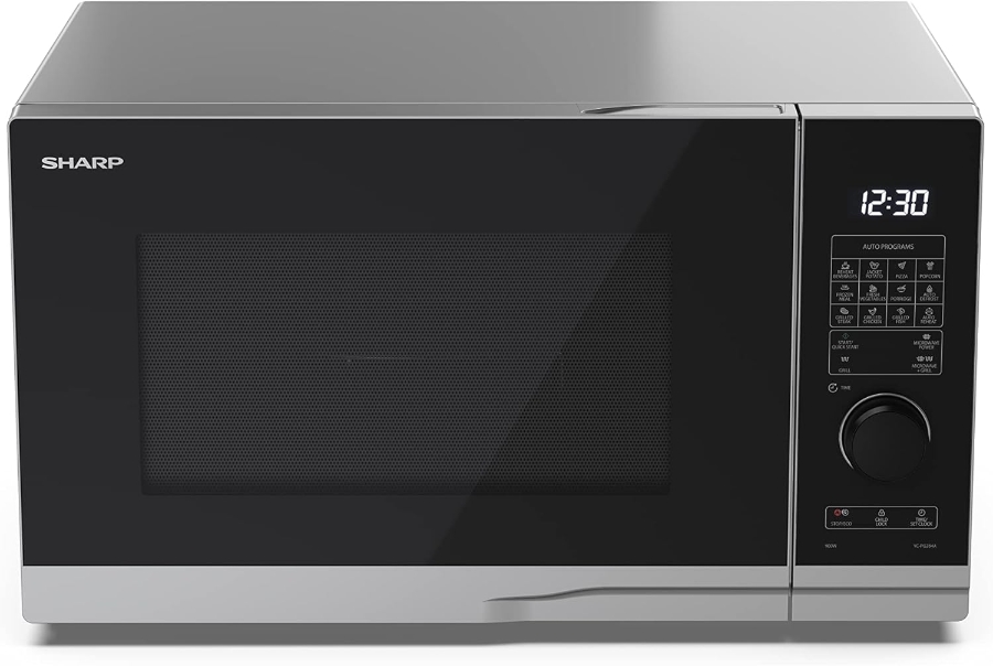 Sharp YC-PC254AE-S Mikrowelle, 900 W, 25 L, 1200 W Grill Elektronik, Heißluft, Doppelgrill, inox