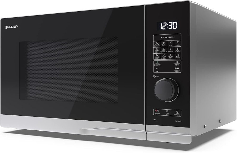 Sharp YC-PC254AE-S Mikrowelle, 900 W, 25 L, 1200 W Grill Elektronik, Heißluft, Doppelgrill, inox