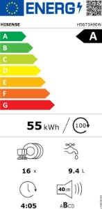Hisense HS673A90W Geschirrspüler Stand 60 cm Weiss 