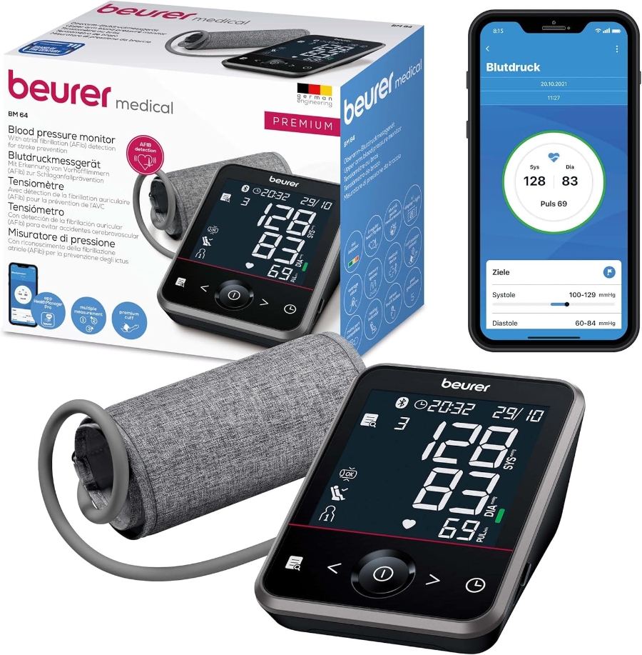 Beurer BM 64 Oberarm-Blutdruckmessgerät Schwarz-Grau 