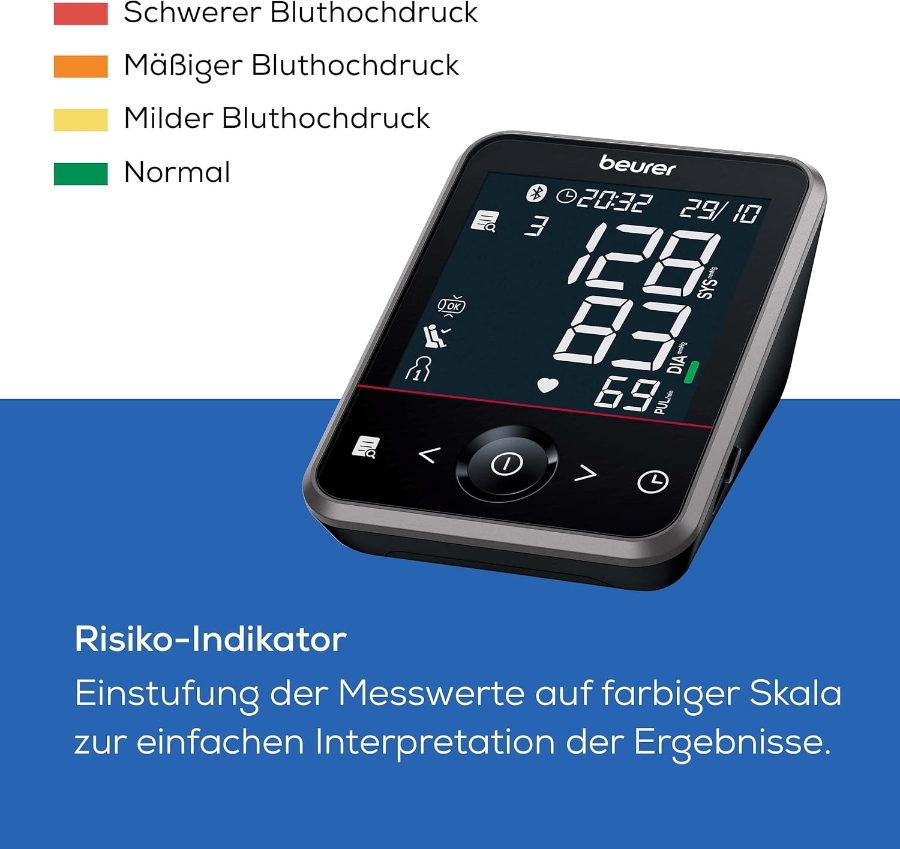 Beurer BM 64 Oberarm-Blutdruckmessgerät Schwarz-Grau 