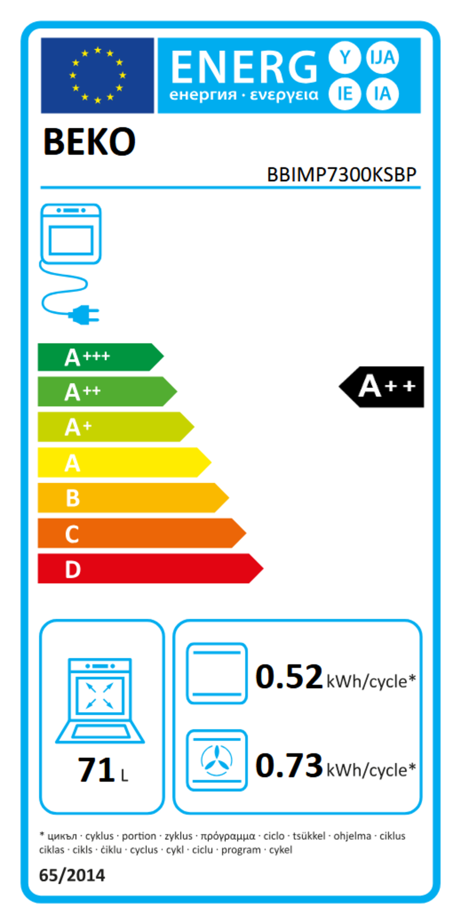 Beko BBIMP7300KSBP Backofen Schwarz mit Pyrolyse 9 Funktionen