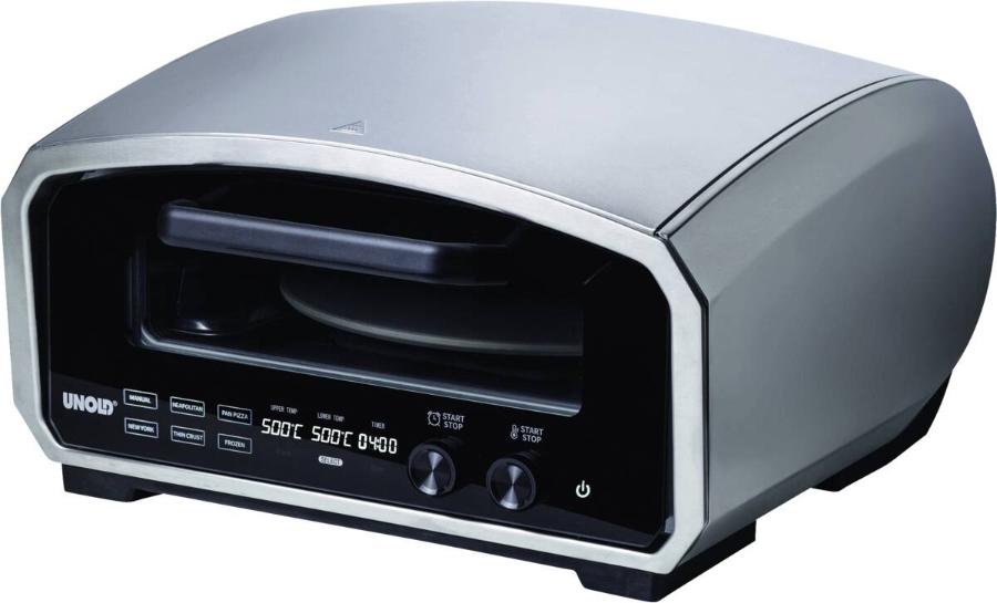 Unold 68916 Pizzaofen Enzo edelstahl/schwarz, 2.100 Watt, für Pizzen bis ca. Ø 32cm