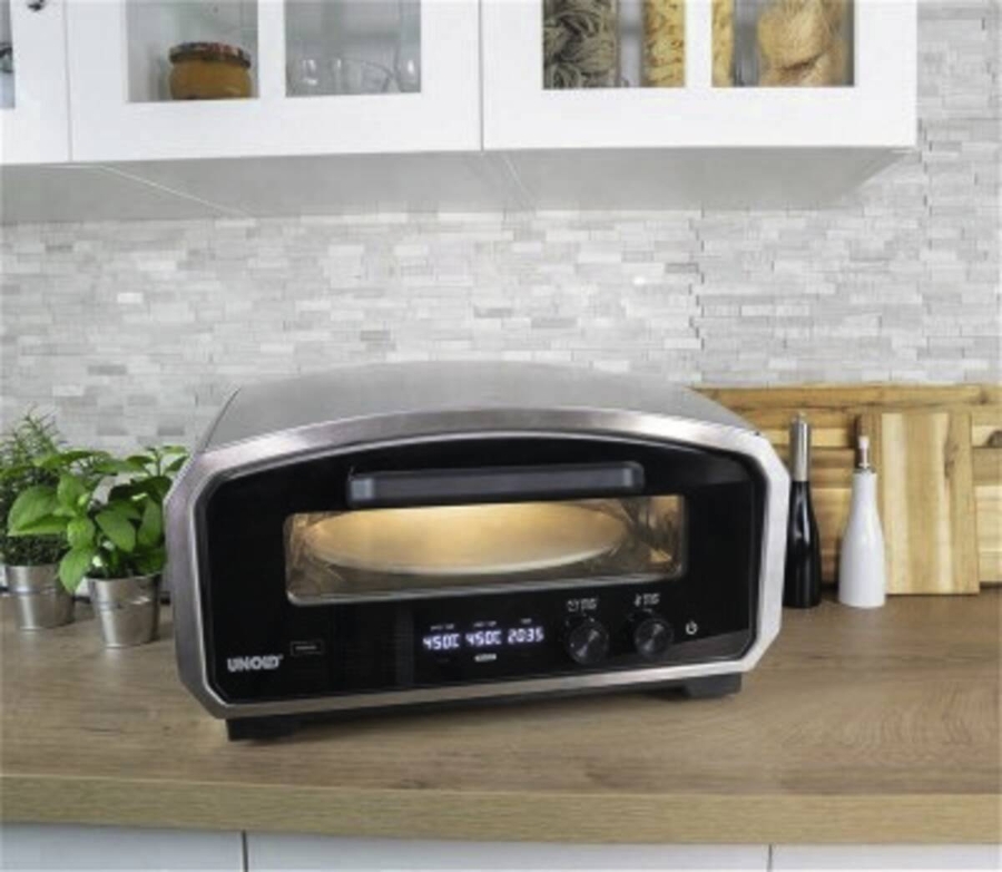 Unold 68916 Pizzaofen Enzo edelstahl/schwarz, 2.100 Watt, für Pizzen bis ca. Ø 32cm