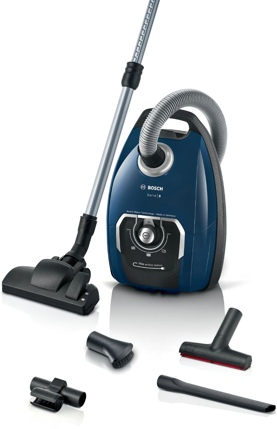 Bosch BGL8XPER Serie 8  Staubsauger mit Beutel XL-Polsterdüse, XXL-Fugendüse, 700 W, blau 