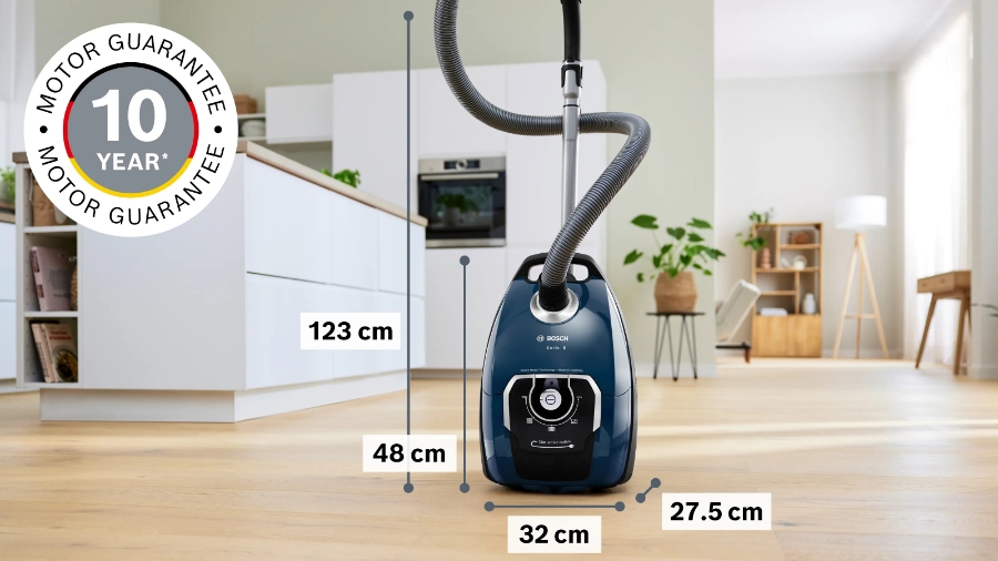 Bosch BGL8XPER Serie 8  Staubsauger mit Beutel XL-Polsterdüse, XXL-Fugendüse, 700 W, blau 