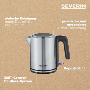 Severin WK3489 Wasserkocher, 1,0 L, 2200 W, inox 