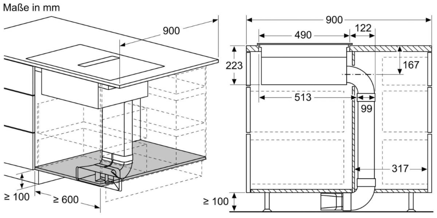 Bosch PVS611B16E Induktionskochfeld mit Kochfeldabzug  
