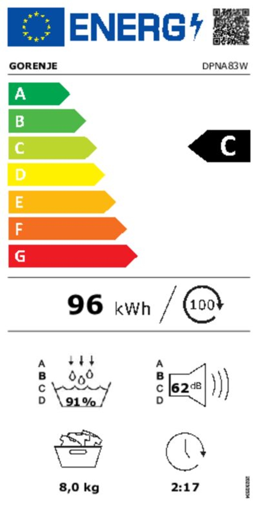 Gorenje DPNA83W Wärmepumpentrockner 8kg 