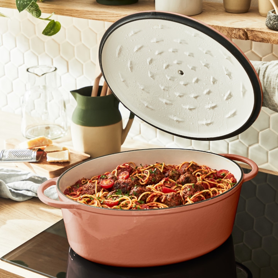 Tefal E26006 Lov Gusseisen Ovaler Bräter 34 cm terracotta orange  34 x 17.30 cm